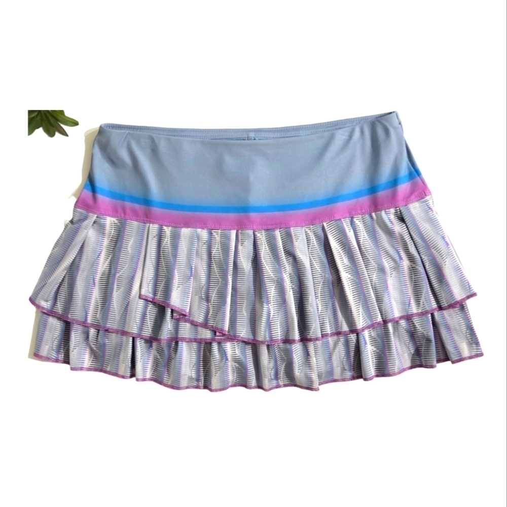 LUCKY IN LOVE Skirt Skort Athletic Golf Tennis Pickleball Large Gray Purple